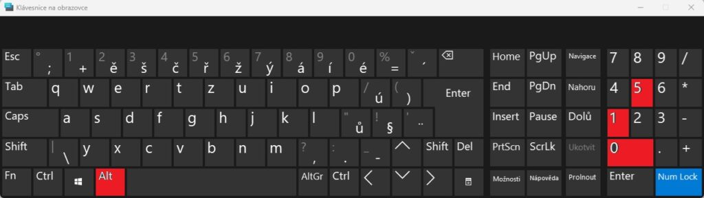 Jak napsat pomlčku (– —) na virtuální klávesnici ve Windows